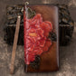 Blossom Elegance Leather Wristlet - Retro Long Wallet