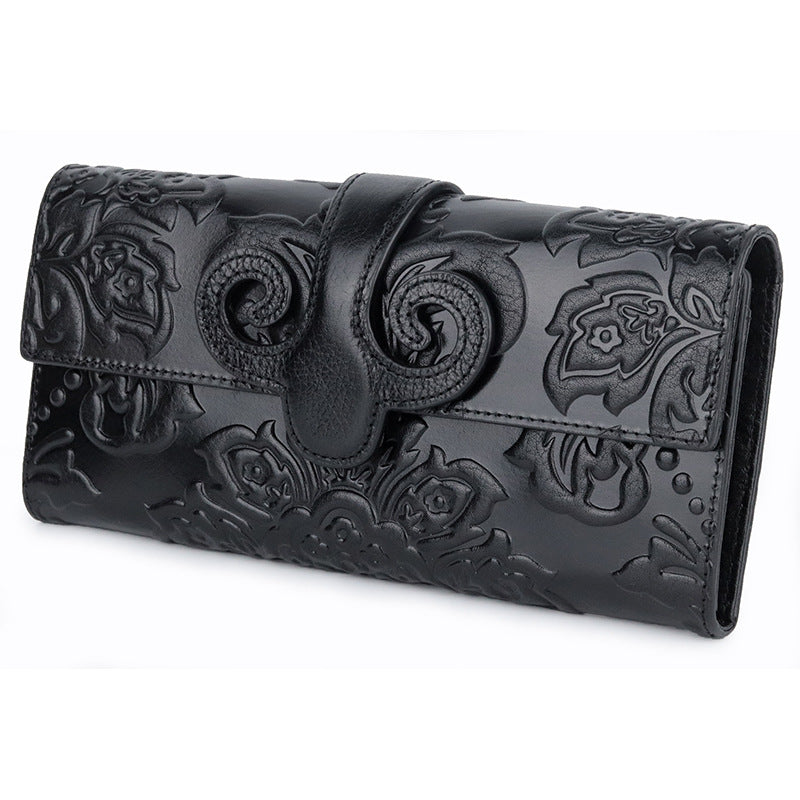Regal Embossed Leather Clutch Wallet