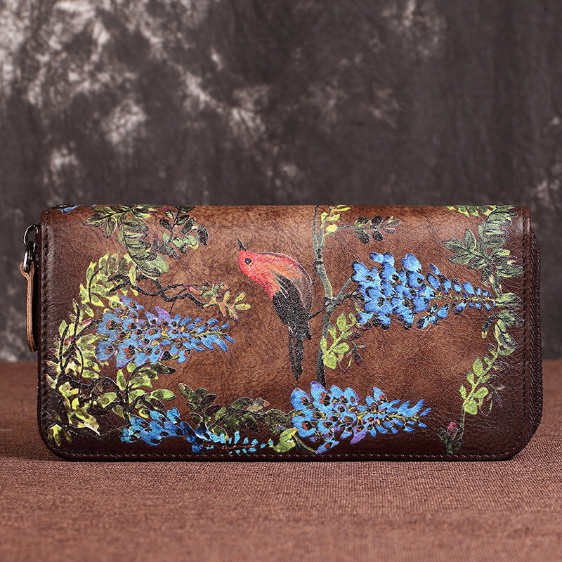 Enchanted Aviary: Nature-Inspired Leather Artisan Wallet