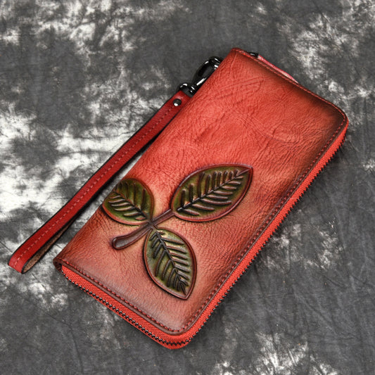 Verdant Foliage Handcrafted Leather Wallet