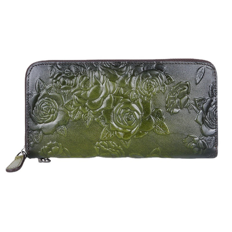 Floral Harmony: Timeless Leather Wallet Collection