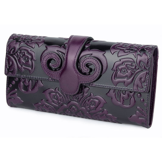 Regal Embossed Leather Clutch Wallet
