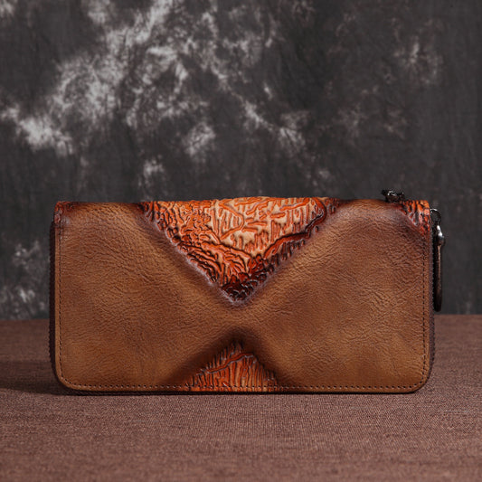 Retro Elegance: Unisex Genuine Leather Checkered Wallet