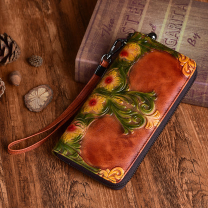 Retro Radiance: Embossed Leather Wallet Collection