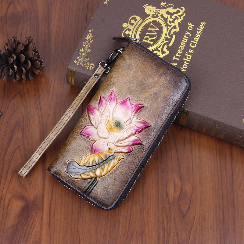 Nature's Imprint: Lotus Luster Long Wallet