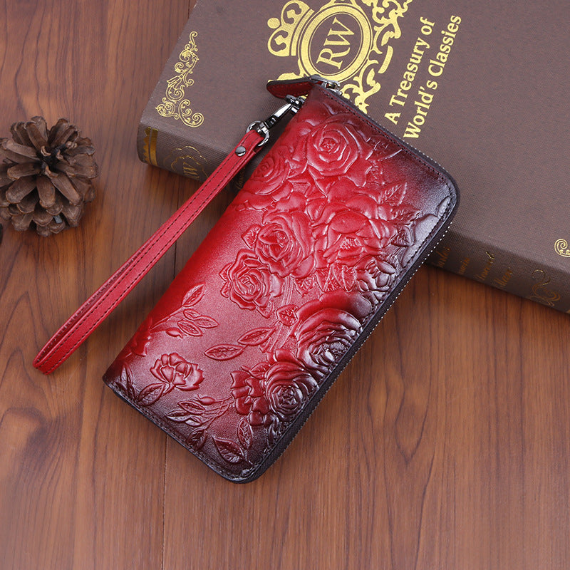 Floral Harmony: Timeless Leather Wallet Collection