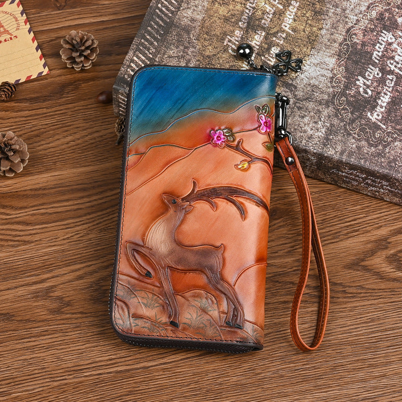 Wild Elegance: Nature's Dance Leather Wallet Series